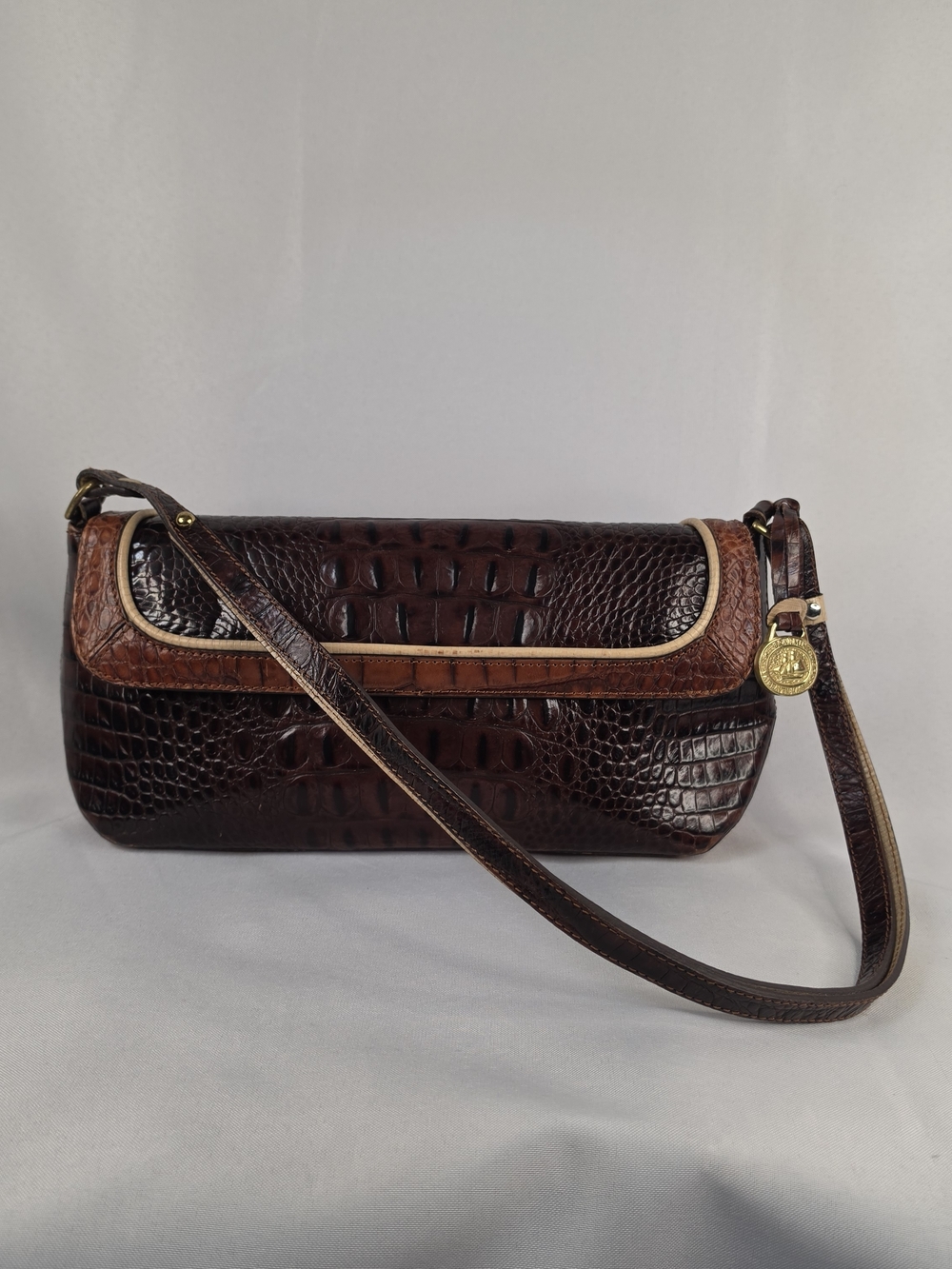 Vintage Brahmin Tricolor Croc Embossed East West Shoulder Bag